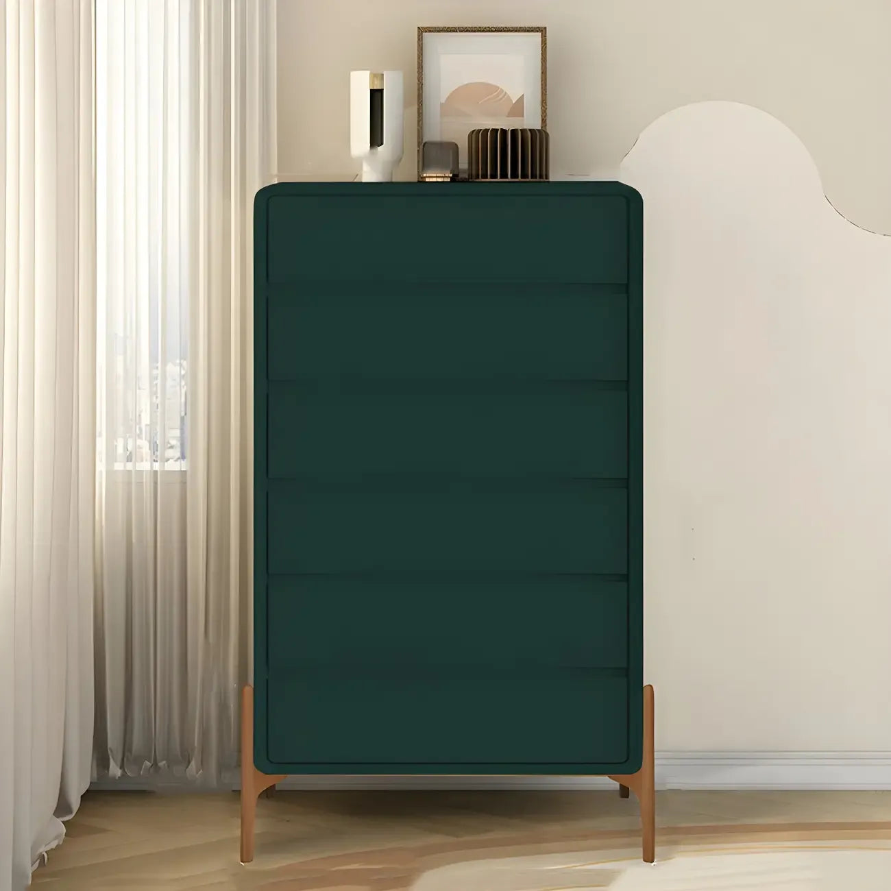 Coffre de rangement vertical moderne en bois massif avec fermeture amortie