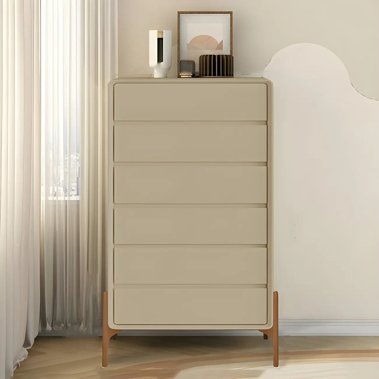 Coffre de rangement vertical moderne en bois massif avec fermeture amortie