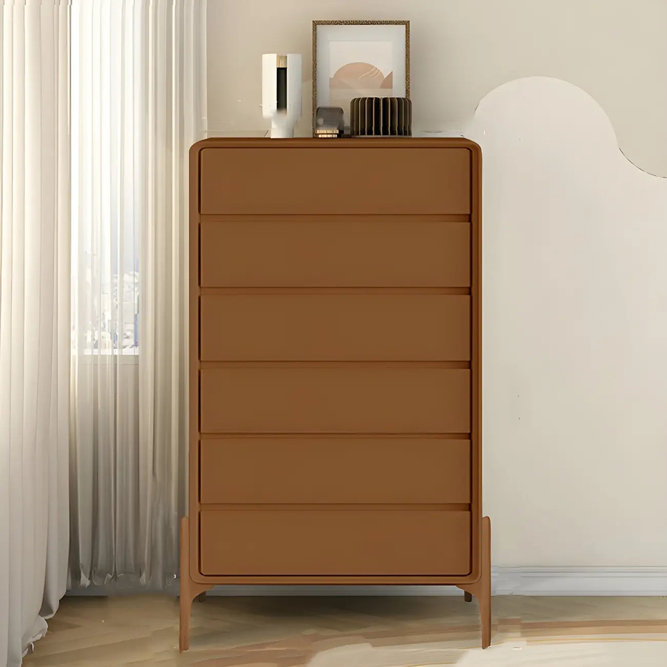 Coffre de rangement vertical moderne en bois massif avec fermeture amortie