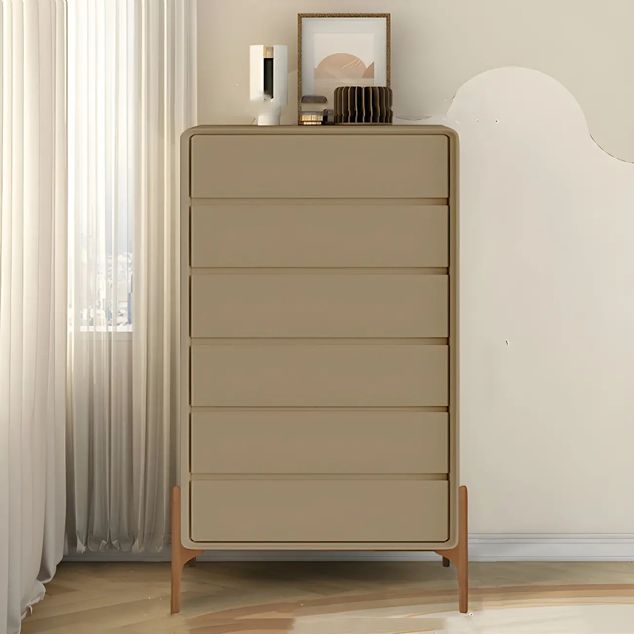 Coffre de rangement vertical moderne en bois massif avec fermeture amortie