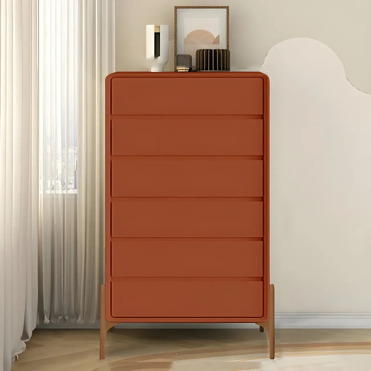 Coffre de rangement vertical moderne en bois massif avec fermeture amortie