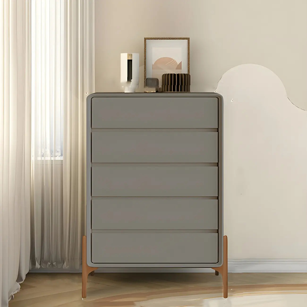 Coffre de rangement vertical moderne en bois massif avec fermeture amortie