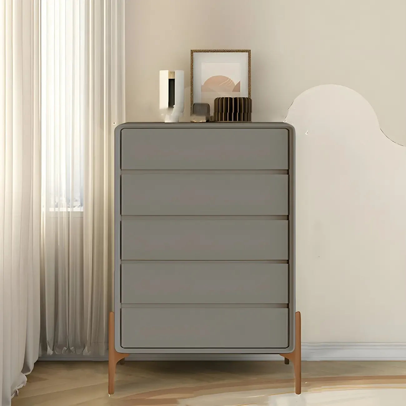 Coffre de rangement vertical moderne en bois massif avec fermeture amortie