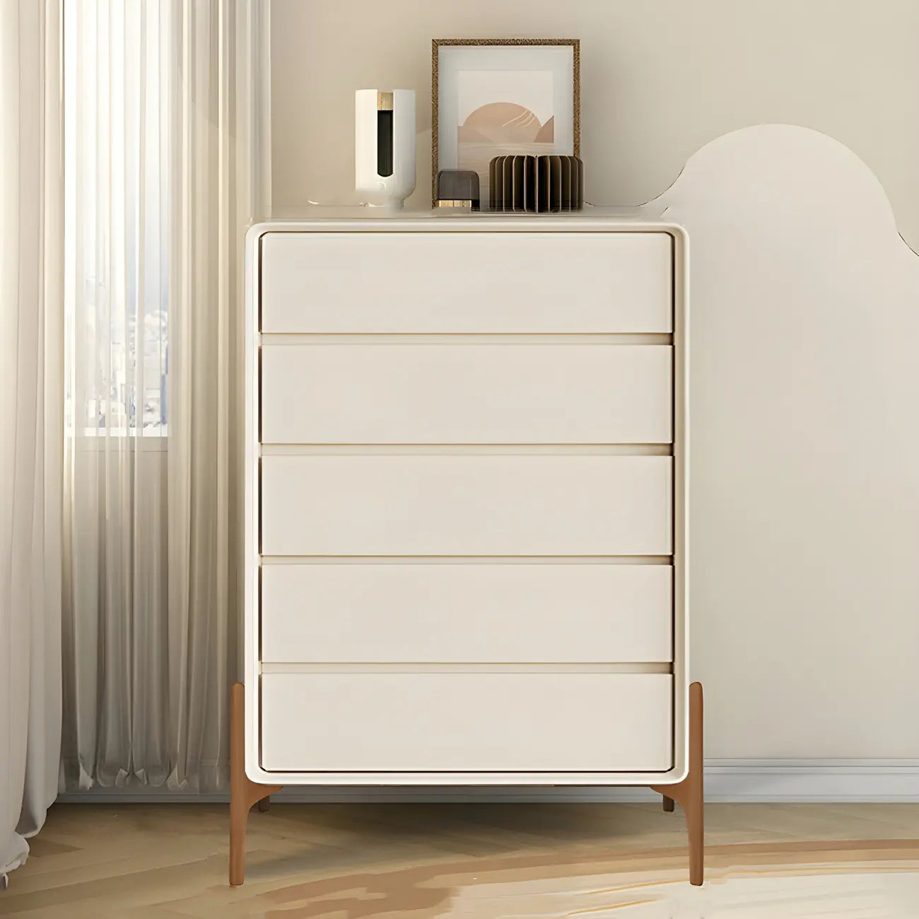 Coffre de rangement vertical moderne en bois massif avec fermeture amortie