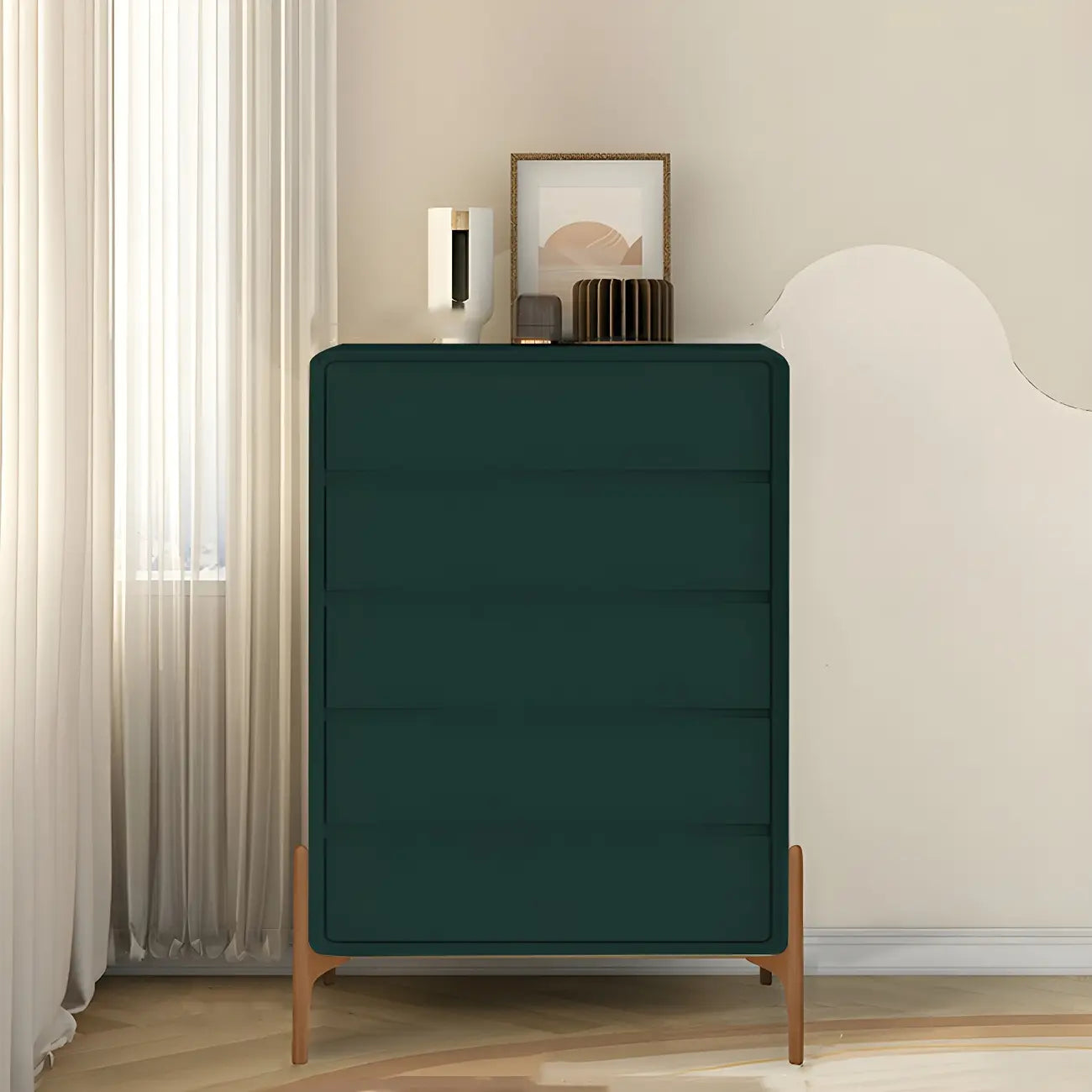 Coffre de rangement vertical moderne en bois massif avec fermeture amortie