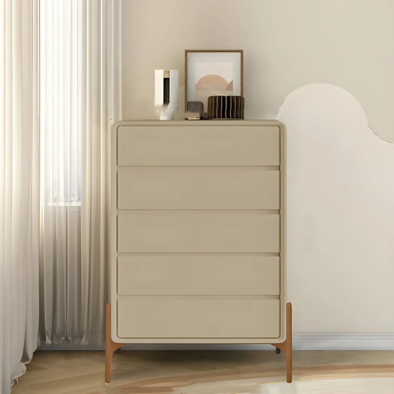 Coffre de rangement vertical moderne en bois massif avec fermeture amortie