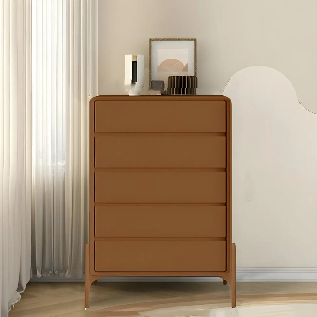 Coffre de rangement vertical moderne en bois massif avec fermeture amortie