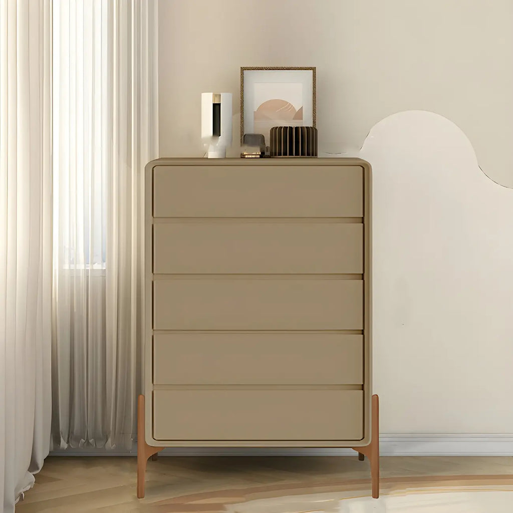 Coffre de rangement vertical moderne en bois massif avec fermeture amortie