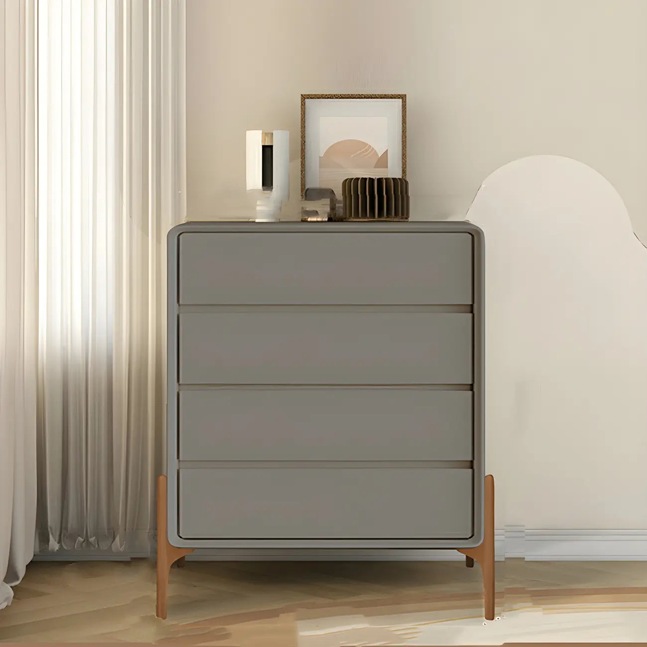 Coffre de rangement vertical moderne en bois massif avec fermeture amortie