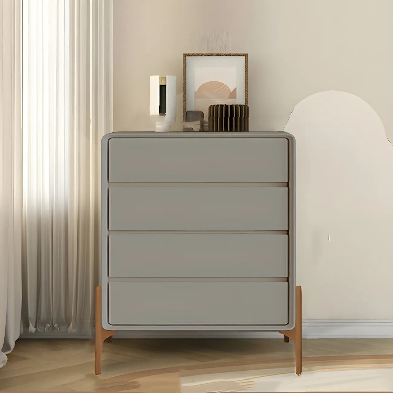 Coffre de rangement vertical moderne en bois massif avec fermeture amortie