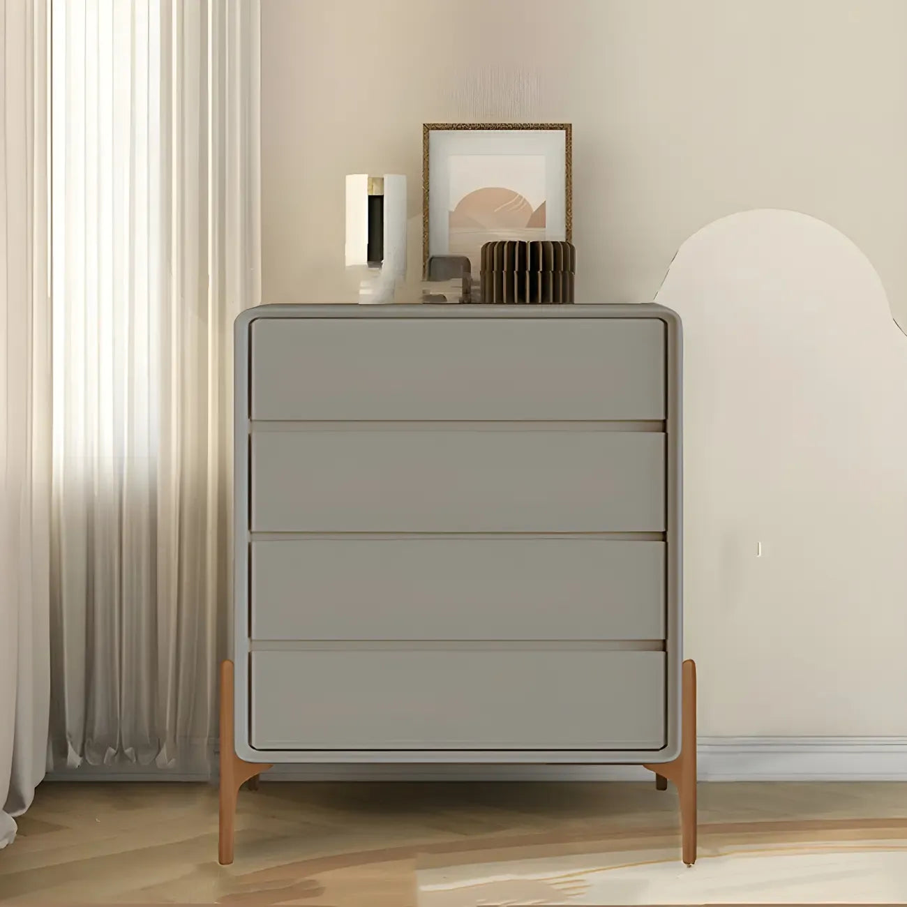 Coffre de rangement vertical moderne en bois massif avec fermeture amortie