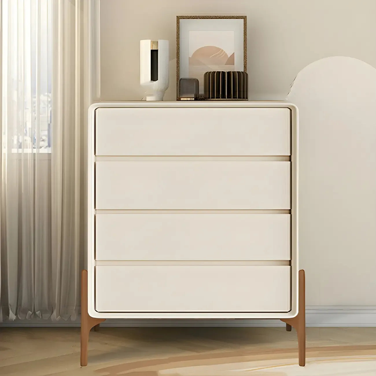 Coffre de rangement vertical moderne en bois massif avec fermeture amortie