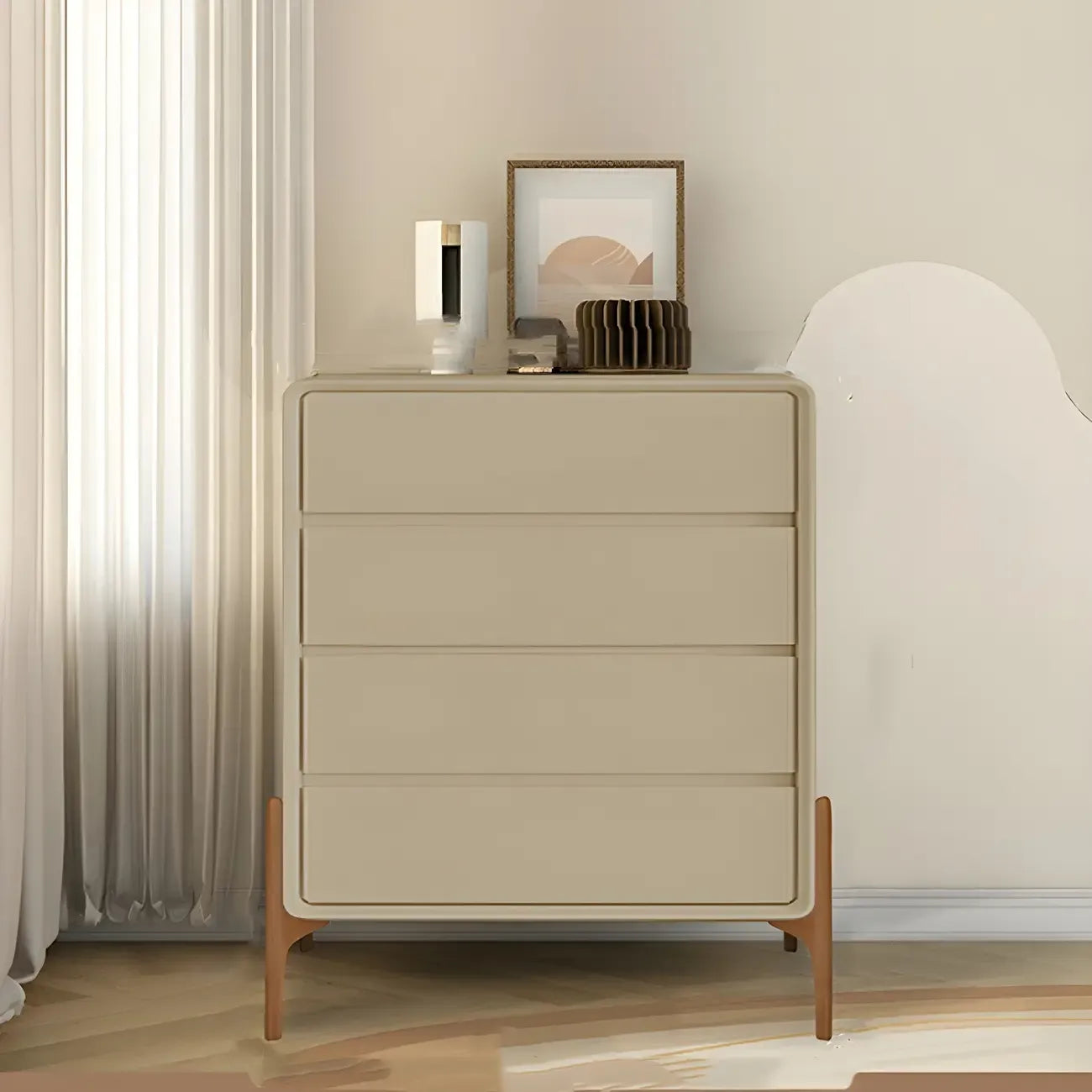 Coffre de rangement vertical moderne en bois massif avec fermeture amortie