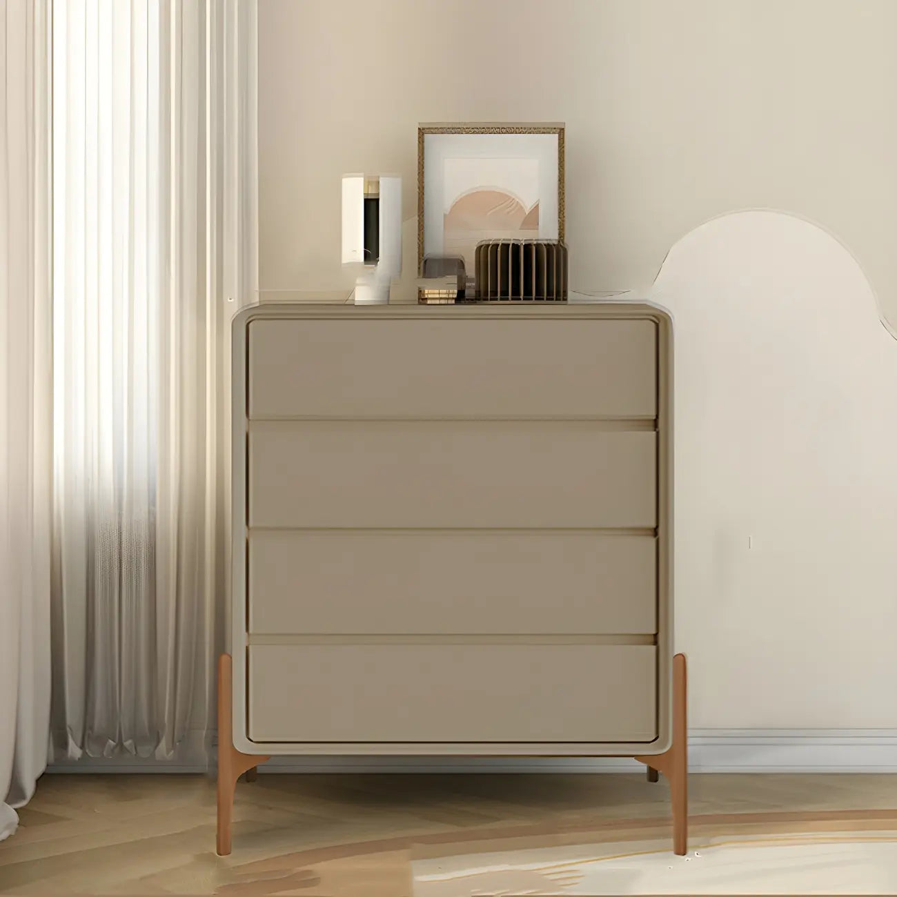 Coffre de rangement vertical moderne en bois massif avec fermeture amortie