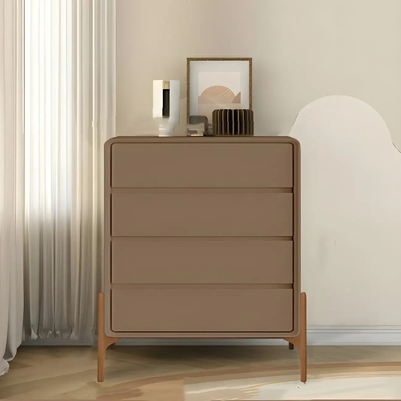 Coffre de rangement vertical moderne en bois massif avec fermeture amortie