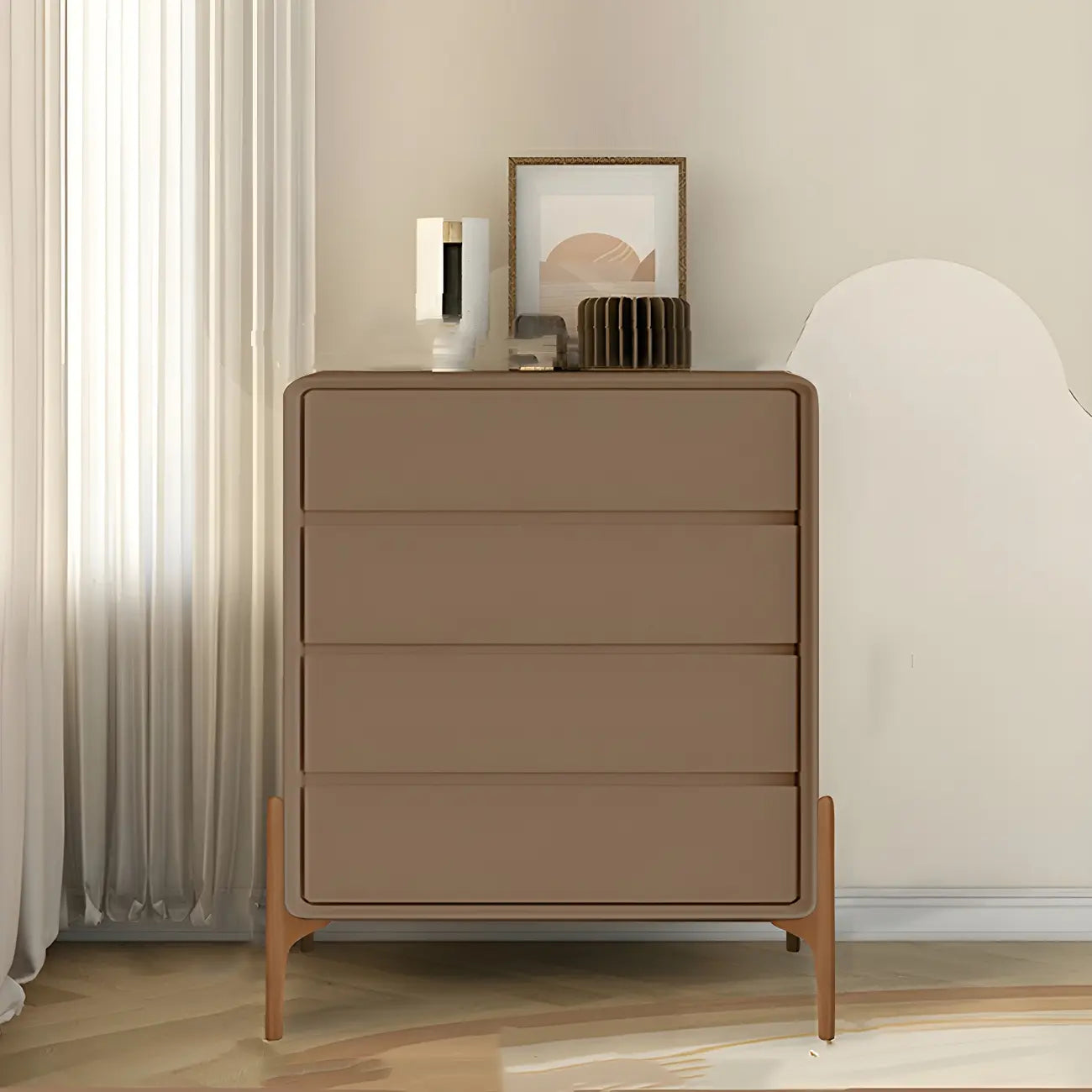 Coffre de rangement vertical moderne en bois massif avec fermeture amortie