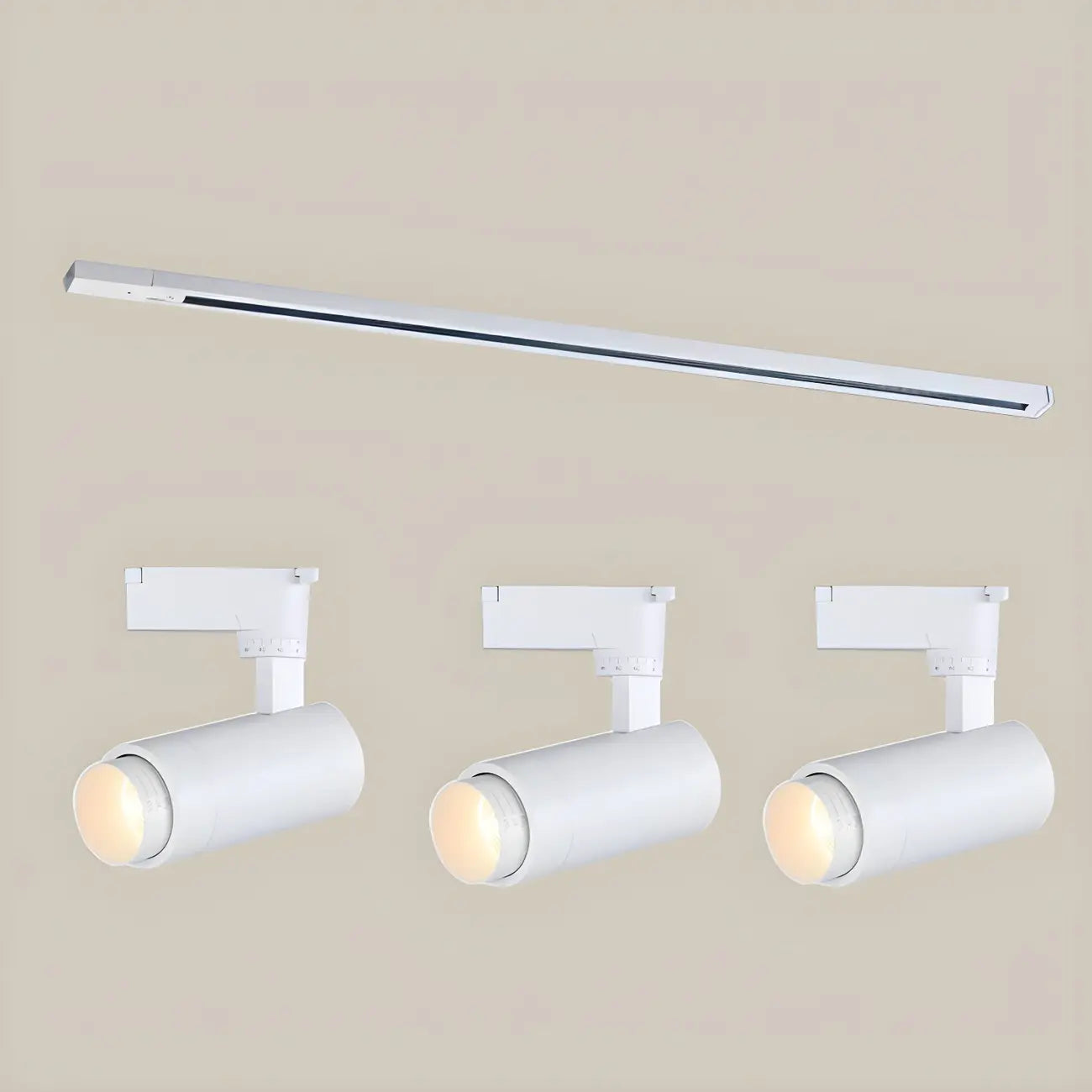 Projecteur sur rail LED cylindrique simple à 3 lumières en métal noir