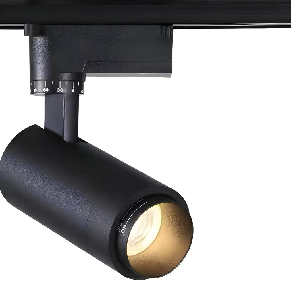 Projecteur sur rail LED cylindrique simple à 3 lumières en métal noir