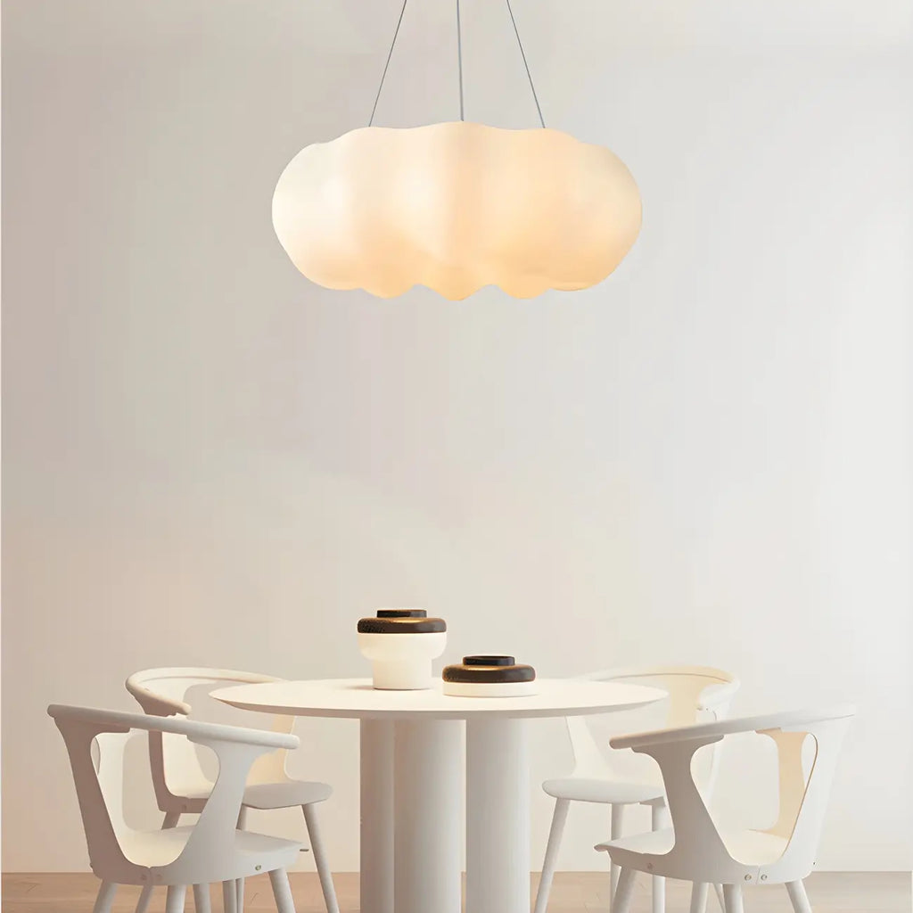 Lustre minimaliste en forme de nuage blanc nordique, forme de tambour, lustre tambour.