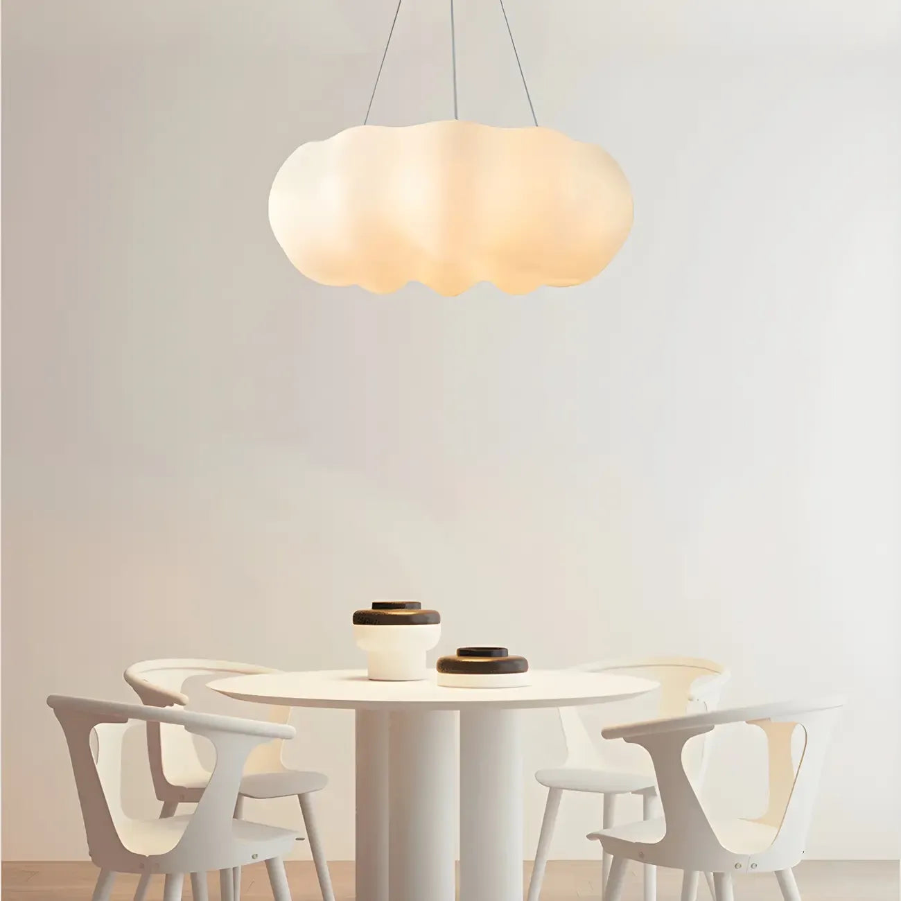 Lustre minimaliste en forme de nuage blanc nordique, forme de tambour, lustre tambour.