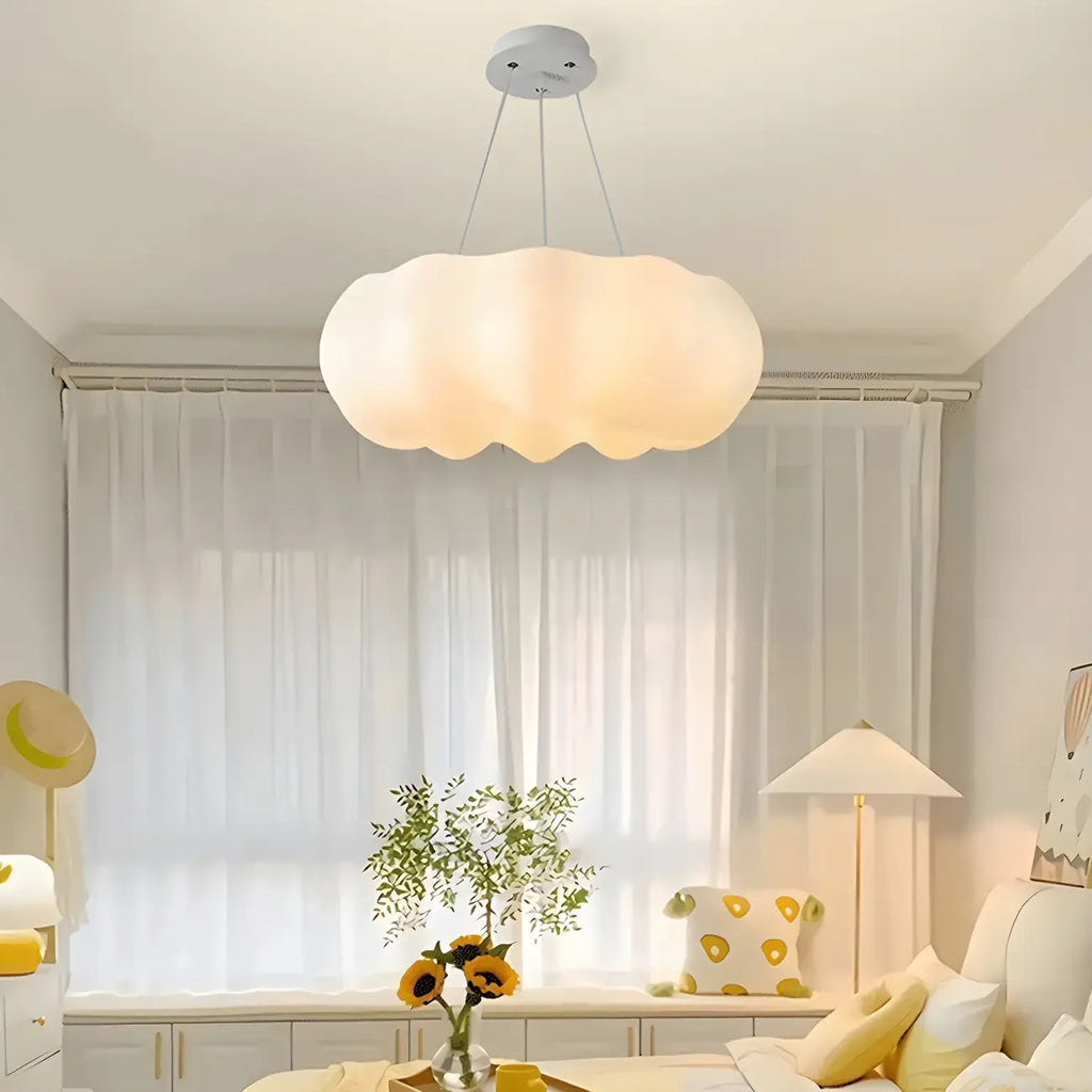 Lustre minimaliste en forme de nuage blanc nordique, forme de tambour, lustre tambour.