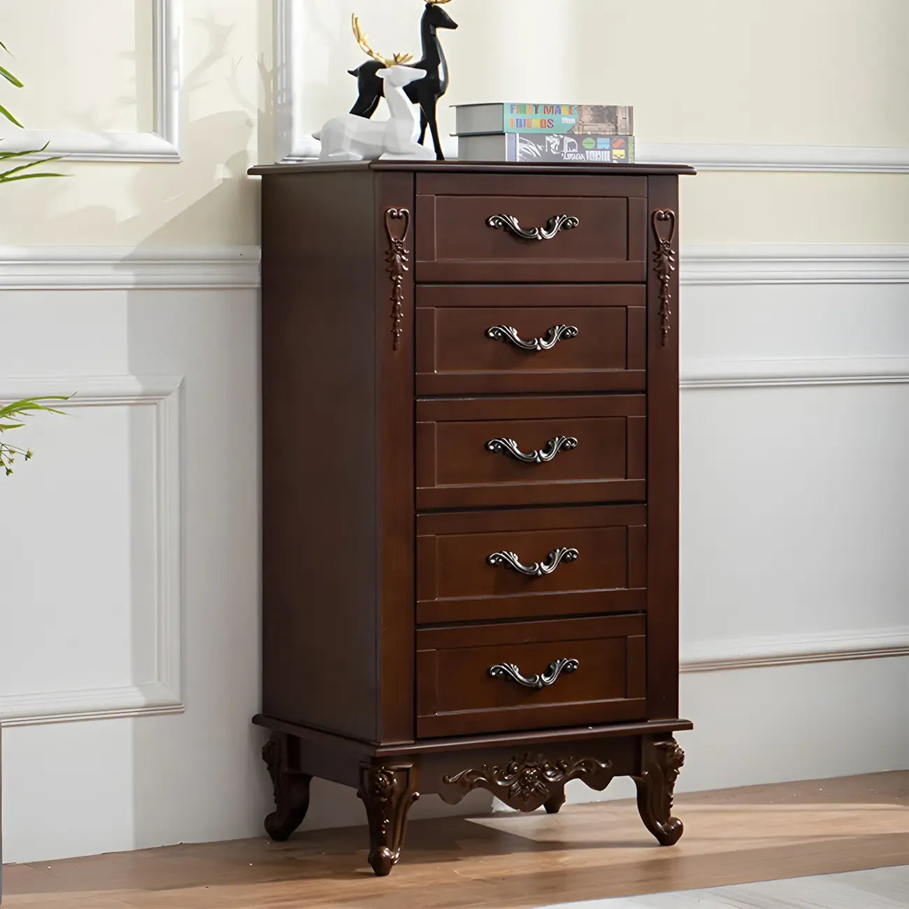 Commode double vintage en bois beige avec étagères