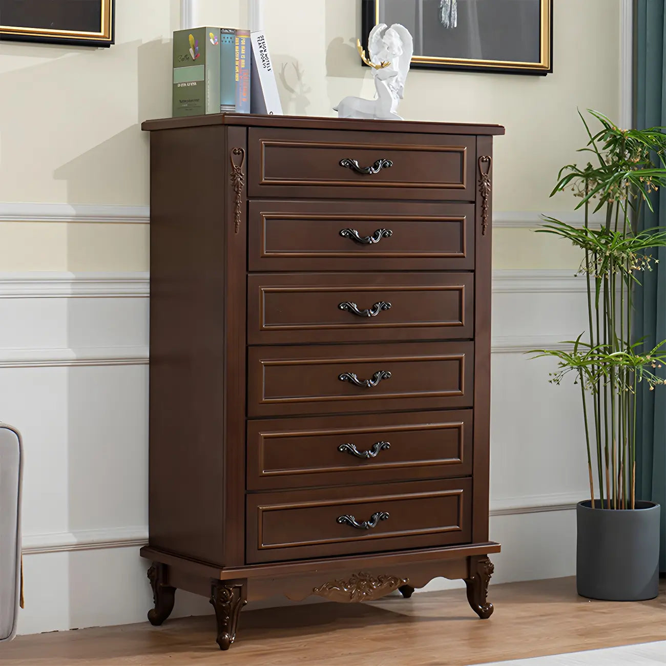 Commode double vintage en bois beige avec étagères