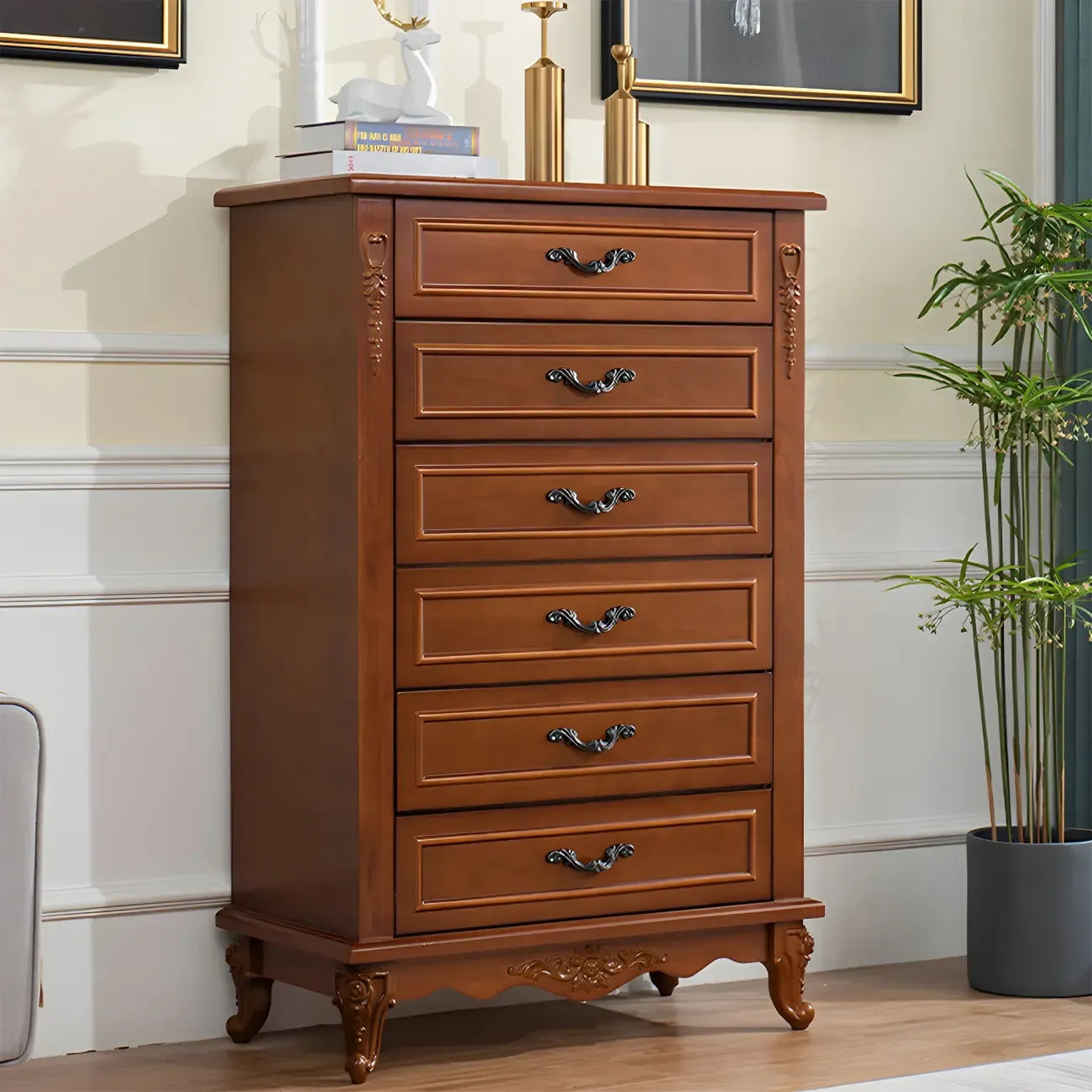 Commode double vintage en bois beige avec étagères