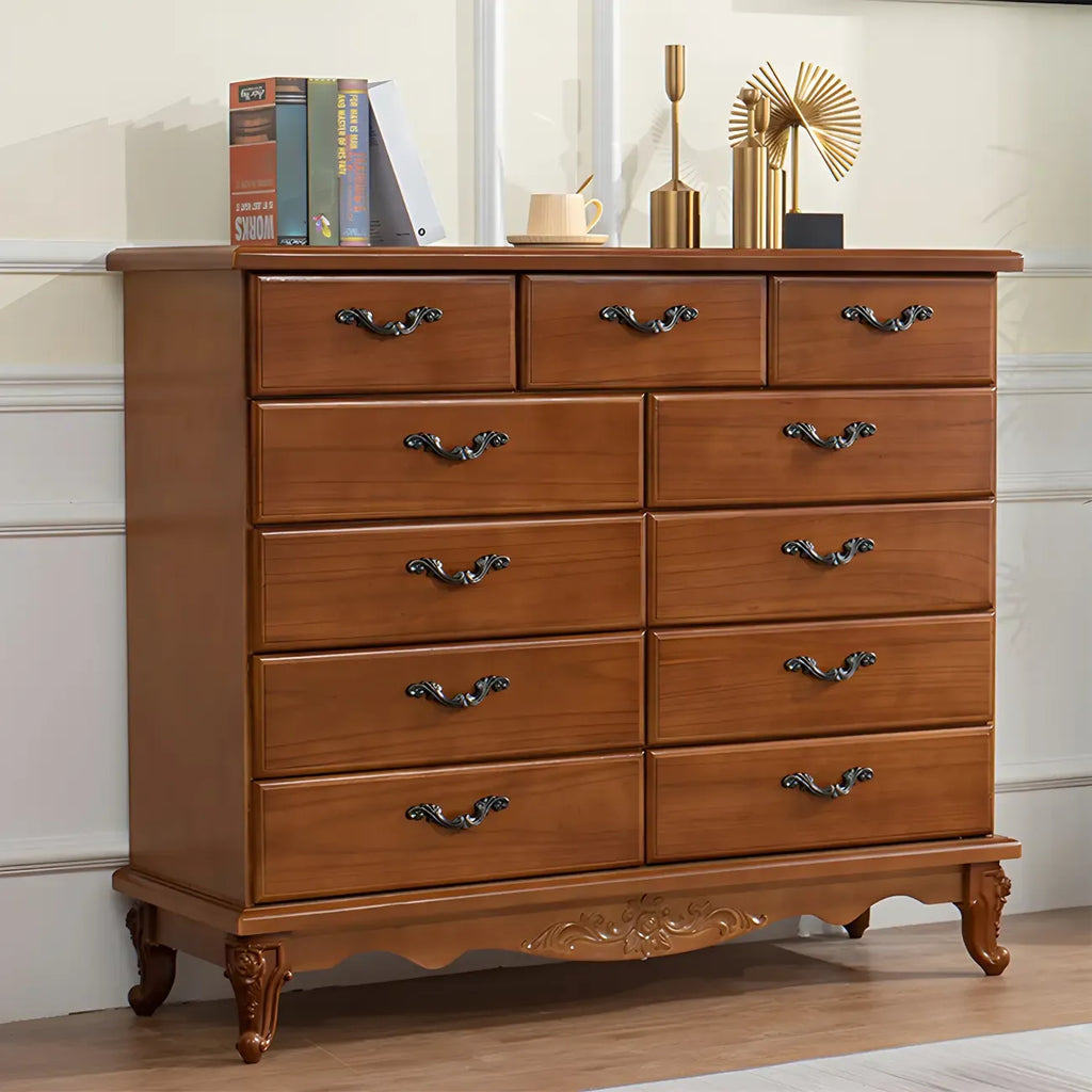 Commode double vintage en bois beige avec étagères