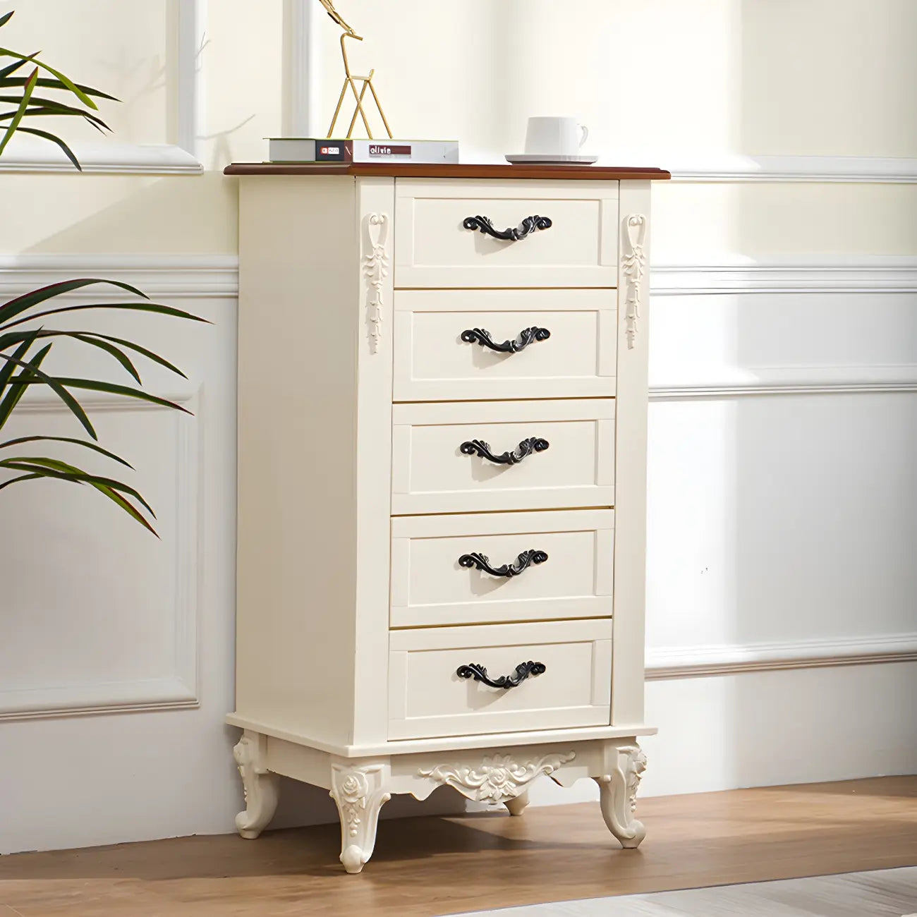 Commode double vintage en bois beige avec étagères