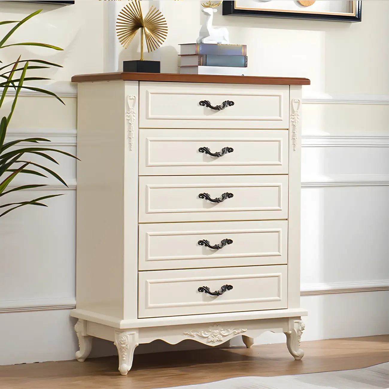 Commode double vintage en bois beige avec étagères