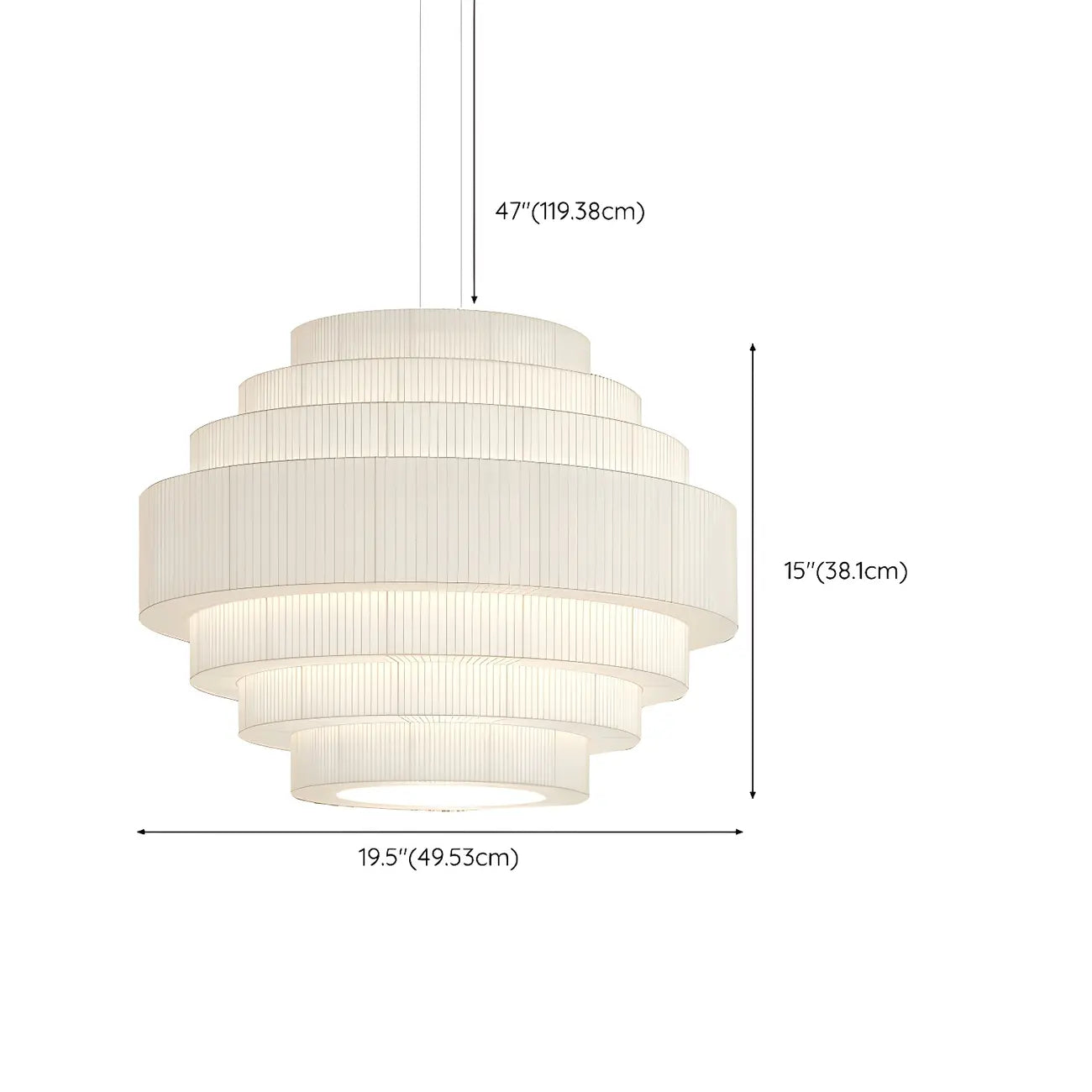Lustre moderne à plusieurs niveaux en tissu géométrique blanc