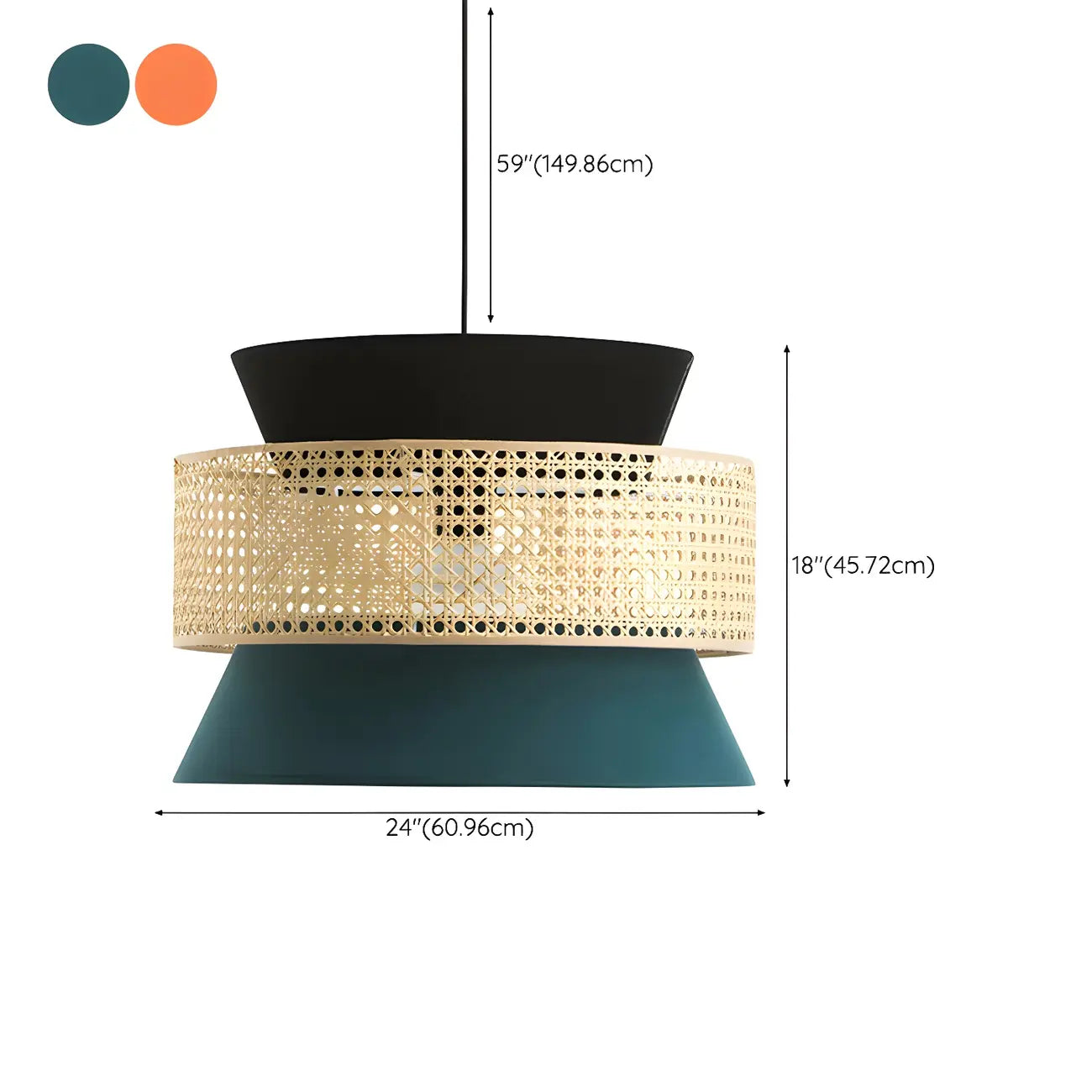 Lustre moderne bohème tissé, cylindrique, à hauteur réglable.